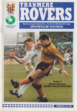 Tranmere Rovers v Ipswich Town Match Programme 1992-02-21